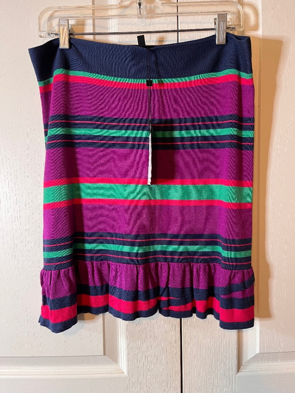 BCBG MAX AZRIA Striped Silk/Cotton Ruffle Hem Skirt (NWT)